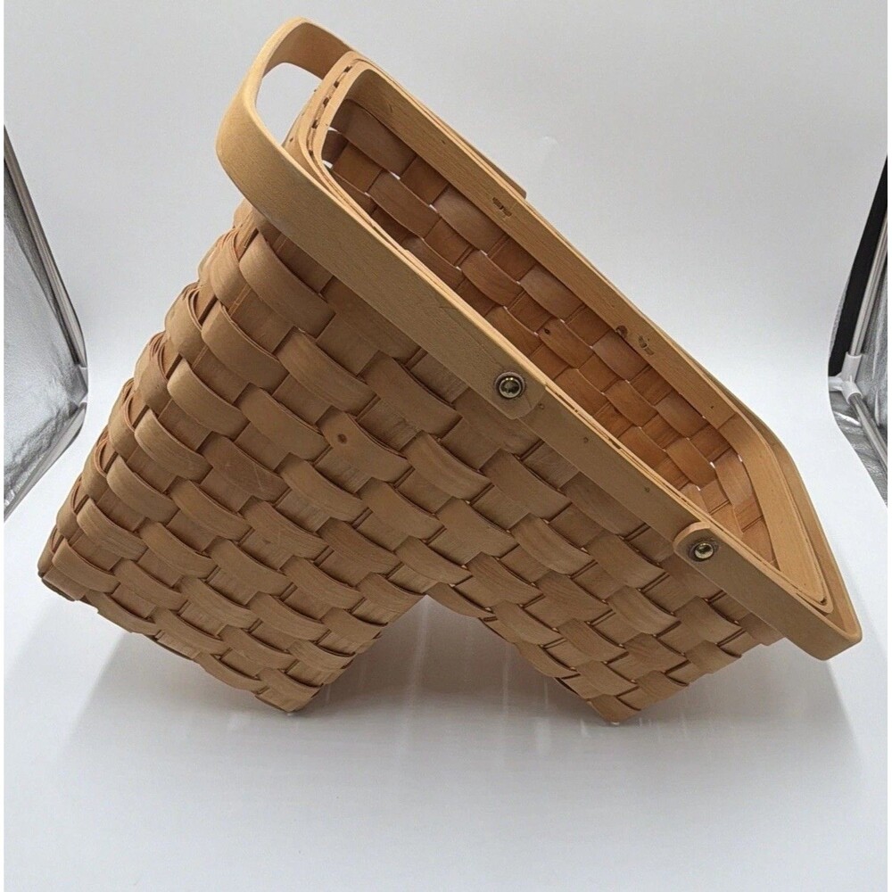Vintage Rustic Country Woven Stair Step Wicker Basket Cottagecore